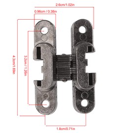 3 Pcs Invisible Hinges, 43mm Mini Hidden Door Hinges Zinc Alloy 180 Degree Concealed Cross Hinges for Folding Doors Tables Screens Cabinet Jewel Box