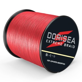 DORISEA Extreme Braid 100% Pe 1000m Braided Fishing Line 6-500lb Fishing Line Abrasion Resistant Superline Zero Stretch Small Diameter (Red, 8lb/0.12mm)