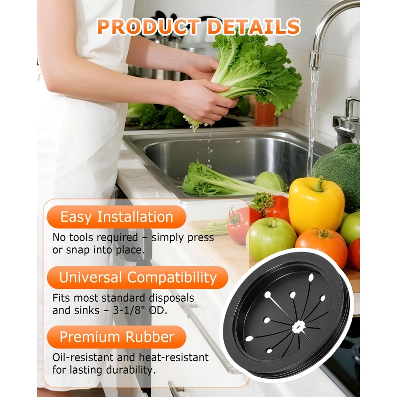 FAMULP 6 PCS Garbage Disposal Splash Guard, 3-1/8 Universal Kitchen