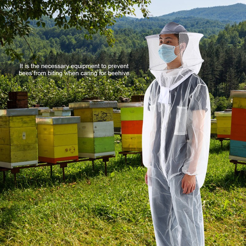 Anti Bee Biting Transparent One Piece Nylon Mesh Beekeeping Suit