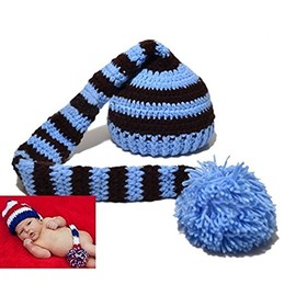 Kafeimali - Gorro de punto para bebé, diseño de elfo, Azul, Talla única