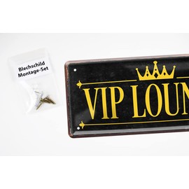 VIP Lounge Sign - Retro Tin Signs Decoration for Party Room Bar Living Room Club Room Teenager Children Youth Gamer Room - 28 x 12 cm