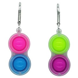 ZEMTAC Simple Dimple Fidget Toy Keychain - Clear - Glow in The Dark - Mini Pop Push it (Blue/Pink and Green/Purple - 2 Pack)