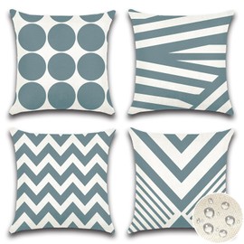 JOTOM Set of 4 Waterproof Outdoor Cushion Covers 45x45 cm Decorative Throw Pillow Covers 18x18 Inch Modern Geometric Decor Cushion Cases for Patio Garden Porch Bench Sofa Indoor Bed (Grey)