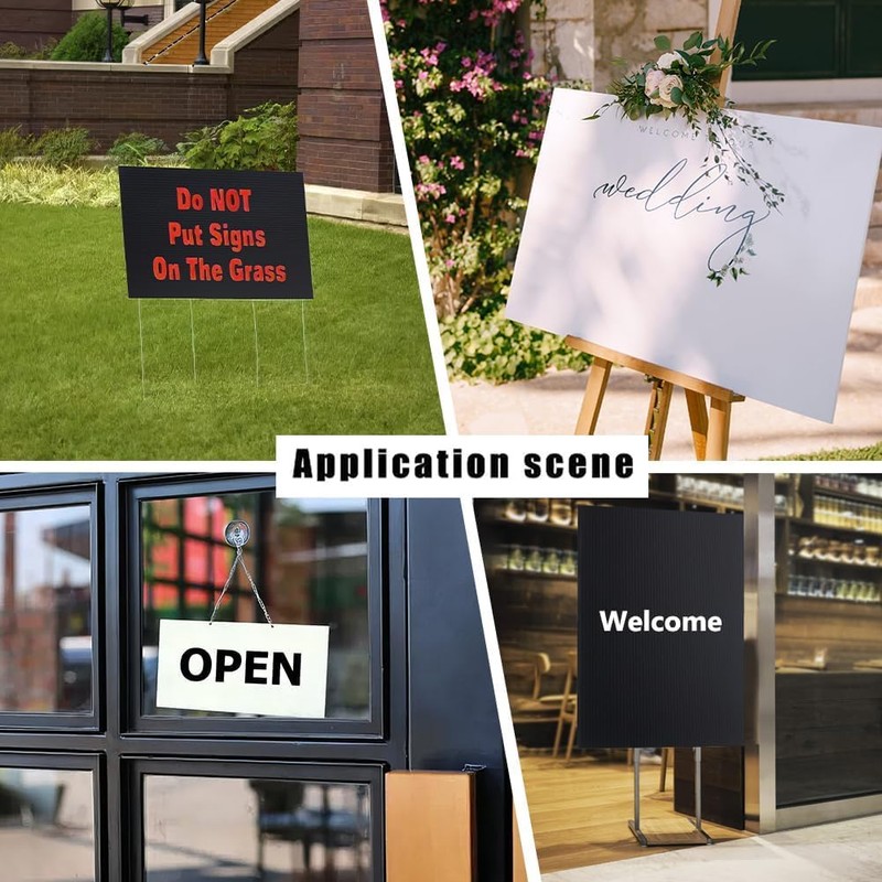 BENECREAT 10 Sheets White Corrugated Plastic Sheets, 7.8x11.8inch Blank Yard