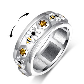 Peireara Bumble Bee Gifts for Women 925 Sterling Silver Honey Bee Ring Bee Themed Jewelry Gifts for Mom Wife Bee Lovers (7)