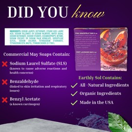 Generic Earthly Sol - 2 Premium Homemade Organic Soaps (Lavender & Grapefruit). Certified Organic. Made in the USA. Free from GMOs, Parabens, Phthalates, Alcohol, or harmful chemicals.