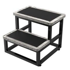 Step Stools for Adults Kids, Heavy Duty Sturdy Foot Stool with Non-Slip Mat, Metal Frame Hold Up to 500 Lbs Capacity for Kitchen Bathroom Bedroon, Dark Grey