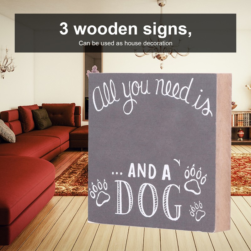 3Pcs Wooden Box Sign Pet Lovedog Letter DIY Wood Crafts