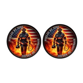 eDesign Fueled by Fire Driven by Courage Vinyl Sticker Decal - 4 Inches - Firefighter American Flag Sticker for Car Truck SUV Van Window Bumper Helmet Laptop Tumbler and Any Smooth Surface 2-Pack