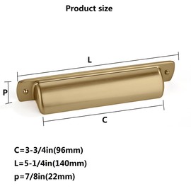 khtumeware 2 Pack 3-3/4" Drawer Pulls Brushed Brass Cabinet Cup Pulls Kitchen Hardware Brushed Gold Cabinet Handles Drawer Handles Knobs 3-3/4 inch Hole Center