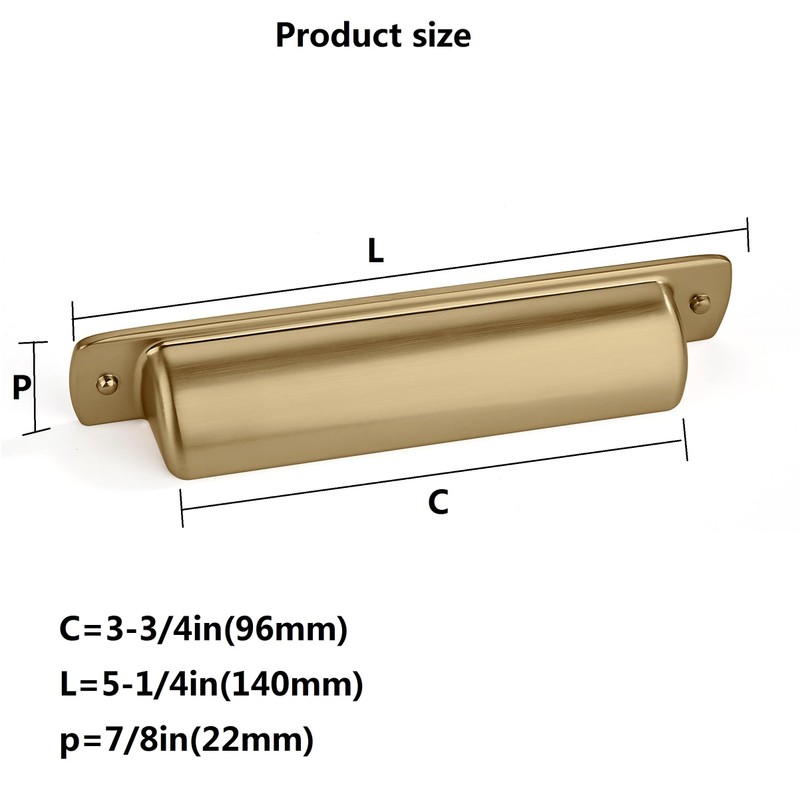 khtumeware 2 Pack 3-3/4" Drawer Pulls Brushed Brass Cabinet Cup