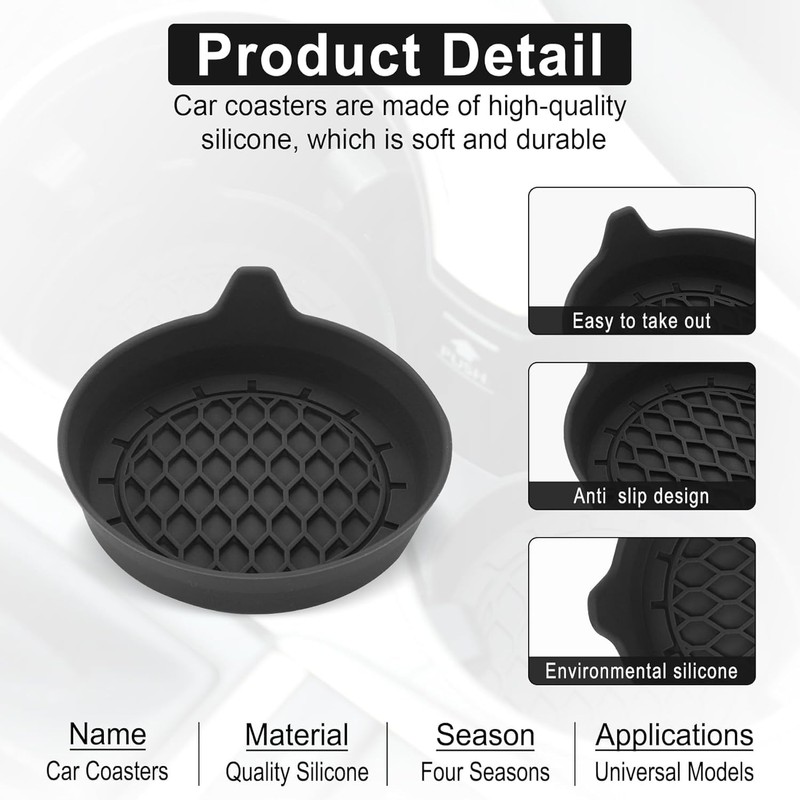 SINGARO Car Cup Holder Coaster, Silicone Cup Holder Insert, Universal