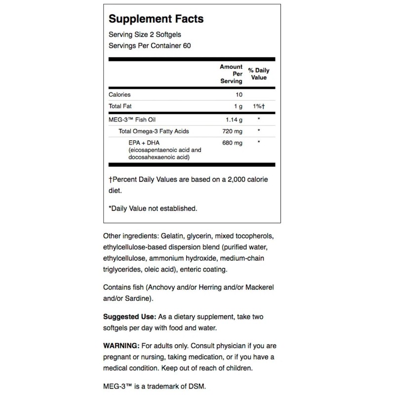 Swanson High Concentrate Omega-3 Fish Oil - 680 mg (120