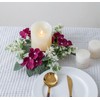 2 Pack Candle Rings Artificial Hydrangea Eucalyptus Leaves Wreaths Small