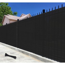 Bynbbur 4' x 11'10" Black Privacy Fence Screen Net Fencing 95% Privacy Blockage Windscreen Mesh Shade Cover with Copper Grommet for Patio Backyard Garden Swimming Pool, Zip Ties Included