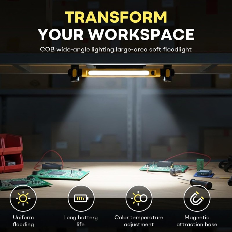 Underhood Work Light, 3000 Lumens COB with 360° Rotating Head,