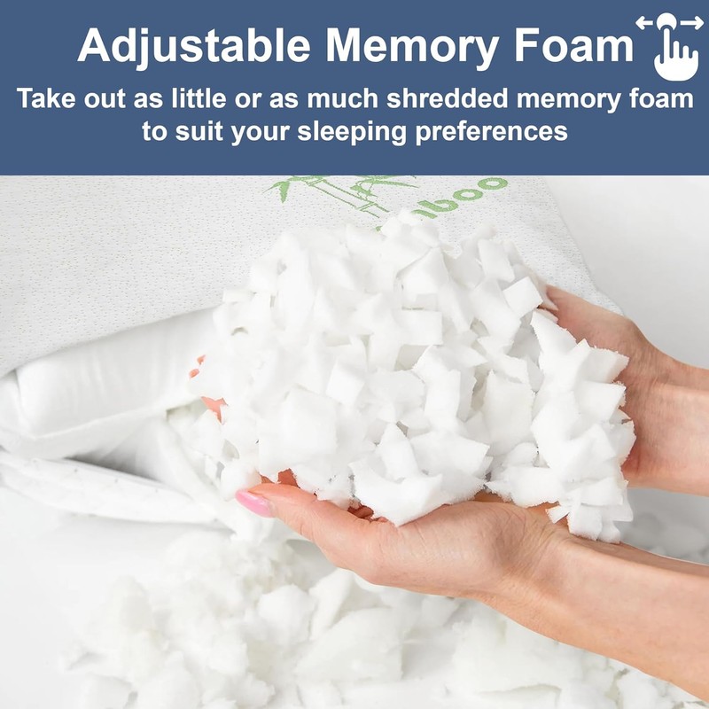 Rayon Derived from Bamboo Pillows Standard Size - [Adjustable] Shredded