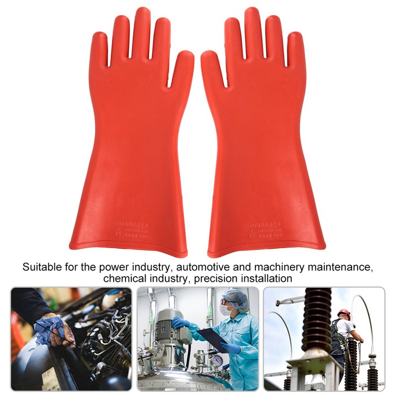 12KV High Voltage Proof Rubber Insulated Gloves Waterproof Safety Electrical