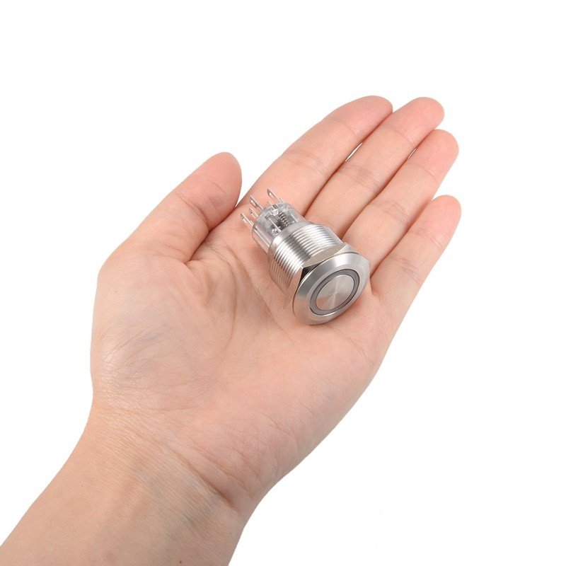 uxcell Latching Metal Push Button Switch 22mm Mounting Dia DPDT