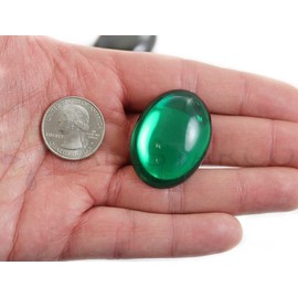 40x30mm Large Flat Back Oval Acrylic Cabochons Rhinestones Plastic Gems Embellishments for Crafts, Costumes, Card Invitations, Jewelry, Cosplay - 4 Pieces (Green Emerald H106)