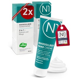 N1 Mikrosilber Handcreme für sehr trockene Hände 100ml [inkl. Desinfektion] - Handcreme rissige Hände + Desinfektionsmittel für Hände in einem Produkt