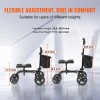 Knee Scooter Carbon Steel Folding Knee Walker Recovery Scooter 300LB
