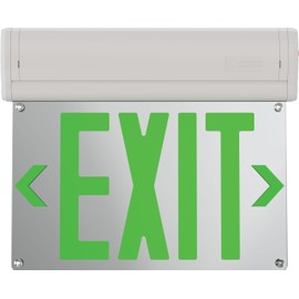 Lithonia Lighting BE W G SM M6 BE Basics Edge-Lit Exit Sign, White with Green Letters, Surface Mount