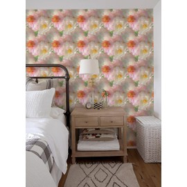 Yasinet Pink Floral Wallpaper Pink Vintage Wallpaper Floral Contact Paper Boho Waterproof Removable Self Adhesive Wall Paper for batnroom/Livingroom/Cabinets Vinyl 17.3''×78.7''