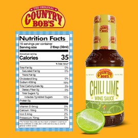 Country Bob's Chili Lime Wing Sauce – Another Original – Zesty & Spicy Flavor – Made with Pure Ingredients in Small Batches – Ideal for Wing Lovers – Enhance Your Homestyle Cooking – 18 oz