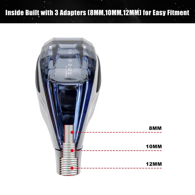 RULLINE Touch-Activated LED Illuminated Crystal Gear Shift Knob Compatible with