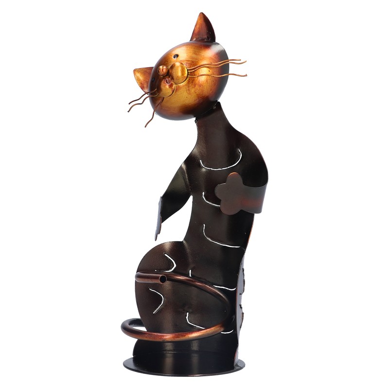 Cat Shaped Wine Rack Metal Sculpture Shelf Practical Sculpture Home