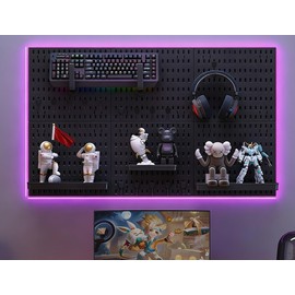 12 * 12in Pegboard Set, DIY Pegboard Combo Kit, Wall-Mounted Storage Organizer, Includes 6 pegboards and 22 Accessories, Suitable for Office, Gaming Room, Kitchen, and Decorative Display (Black)