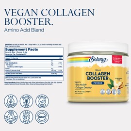 SOLARAY Vegan Collagen Booster - Type 1 Marine Collagen Powder Alternative - Skin Health and Collagen Density Support - Gluten Free, Sugar Free, Lab Verified - 60-Day Guarantee - 25 Servings, 6.1 OZ