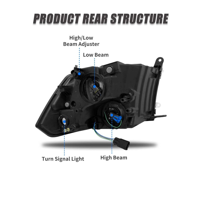 ADCARLIGHTS for 2009-2018 Dodge Ram Headlight Assembly compatible with 09-18