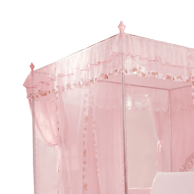Luxury Princess 3 Side Openings Post Bed Curtain Canopy Netting