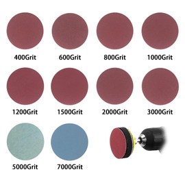 100 Piece 75mm Hook and Loop Sandpaper 400 600 800 1000 1200 1500 2000 3000 5000 7000 Grit, Hook and Loop Discs Set with 1 Piece Sanding Wheels Pad Kit Polishing Pad Adapter.