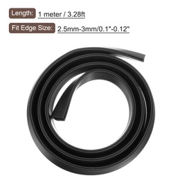 sourcing map sourcing map U Channel Edge Trim, 3.3ft Length Rubber Guard Seal Strip Edge Protector Round Type Fit for 2.5-3mm Edge, (5/16" W x 45/64" H) Black
