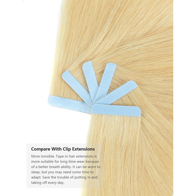 ROSEBUD Tape in Hair Extensions REMY Human Hair, Secure Skin