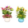 2pcs Artificial Aquarium Plants Silicone Flowers Reusable Resin Pots Fish