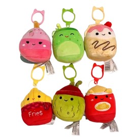 Squishmallows 2024 Food Squad Set of 6 Mini 3.5" Clip On Keychains Mini Plush Dolls