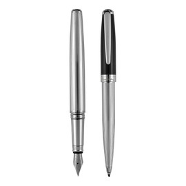 Pierre Cardin Set of Twist Ballpoint Pen and Fountain Pen Metal Ballpoint Pen with Fountain Pen Christoh Set KS FF