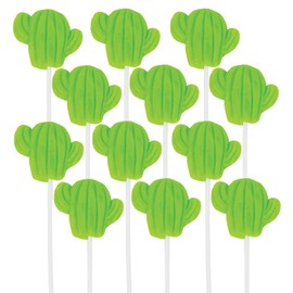 Cactus Lollipops - 12 Individually Wrapped Fiesta Candy Suckers - Birthday Fiesta Party Favors - Fiesta Mexican Party Supplies - Cinco De Mayo Taco Tuesday Cactus Party Favors Goodie Bag Stuffer