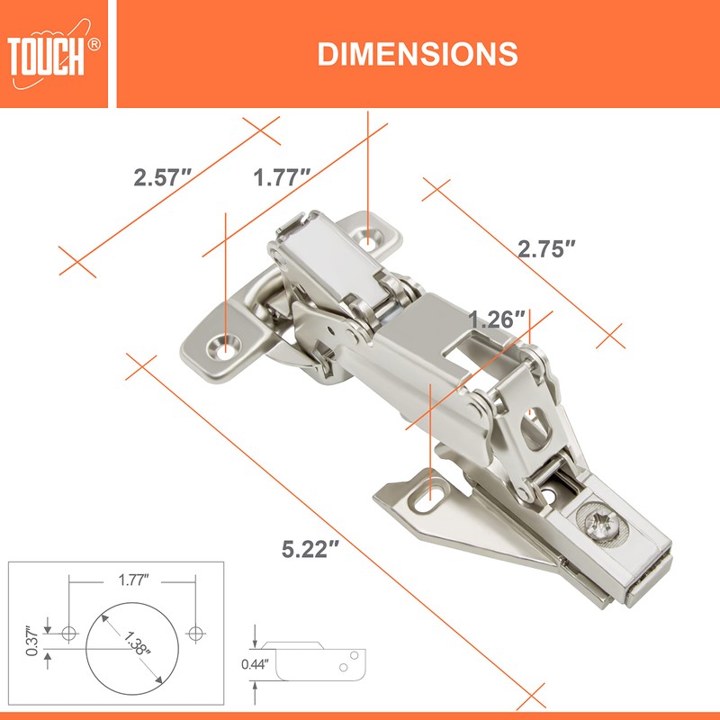 TOUCH Cabinet Hinges (1 Pair, 2 PCS) Face Frame 165