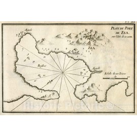 Historic Wall Map : Chart Map, Pl. 88. Zea Marina, Pireas, Greece. 1764 - Vintage Wall Art - 24in x 16in