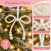 Pearl Bow Christmas Decorations for Holiday Display – Hand-Woven Hanging