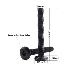 binifiMux 10pcs M6 x 70mm Black Rivet Countersunk Socket Cap Allen Bolts Rivet Screws Furniture Connecting 304 Stainless Steel Zinc Plated (M6 x 70mm 10pcs)