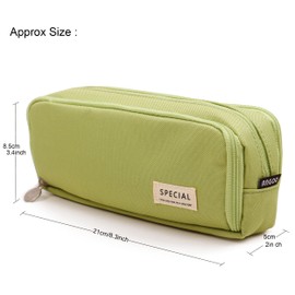 MAMUNU Pencil Case Large Capacity Pencil Pouch with 3 Compartment Stationery Storage Pen Bag for School Office Pencil Bag Comestic Makeup Bag for Women Men Girls Boys (Green)