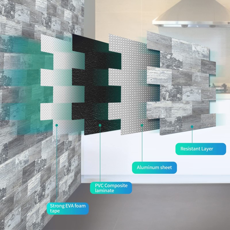 10-Pack Peel and Stick Tile Backsplash 11.3"X11.5" PVC Wall Tiles,