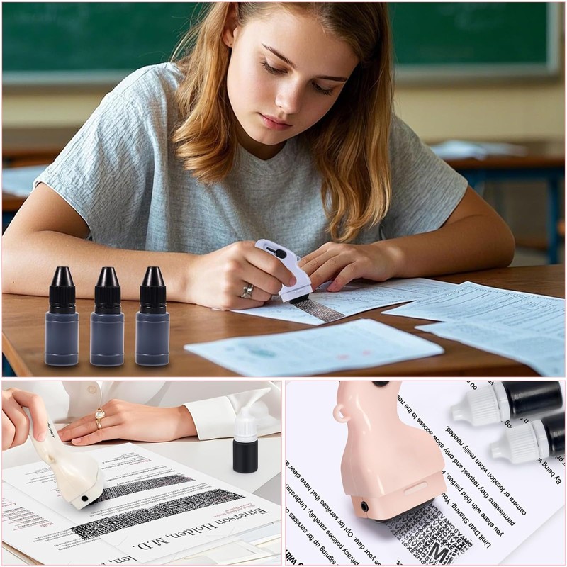 ZYEKIU Pack of 3 Identity Privacy Roll Stamps, Embossing Stamp,